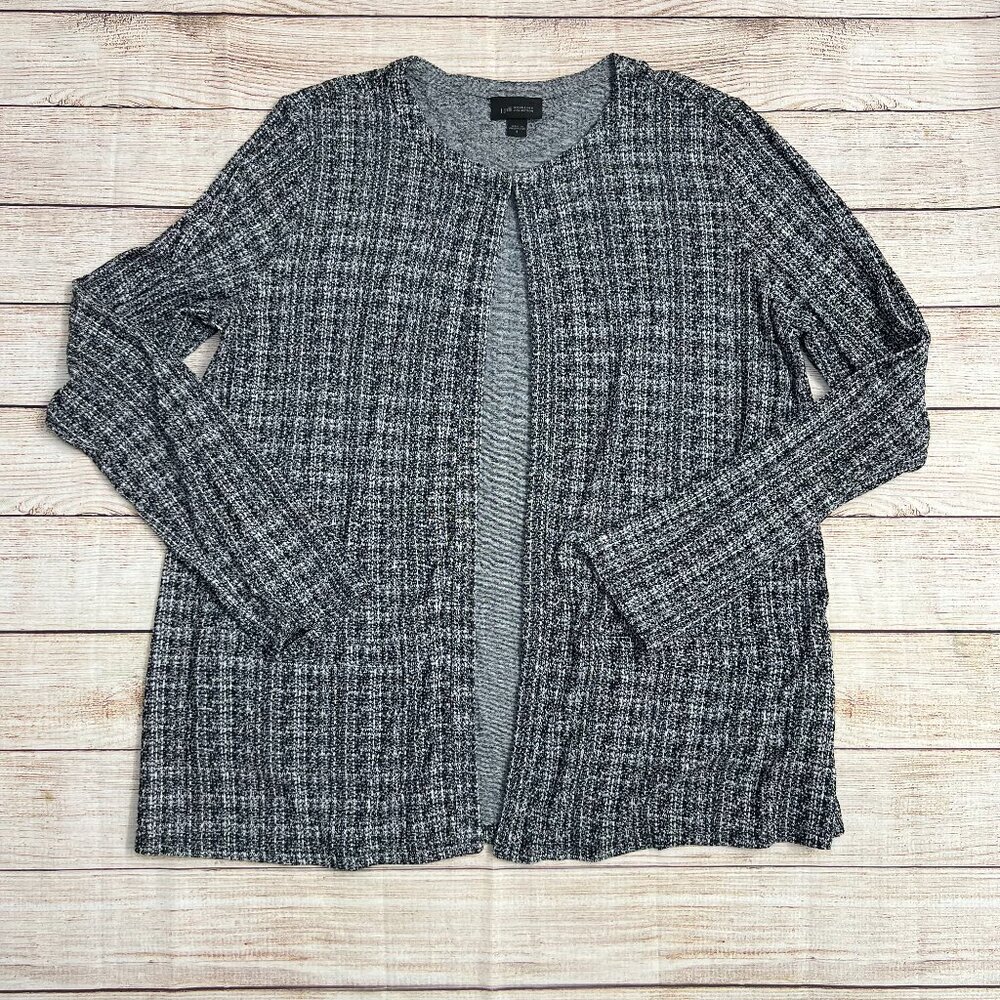 J.Jill Wearever‎ Collection Black White Tweed Open Front Cardigan Size Small